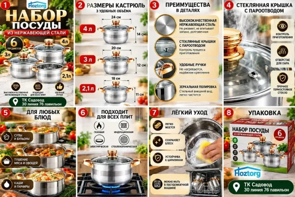 Набор посуды, нержавеющая сталь