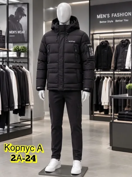 Мужская зимняя куртка с начесом и наполнителем холлофайбер — фото 14