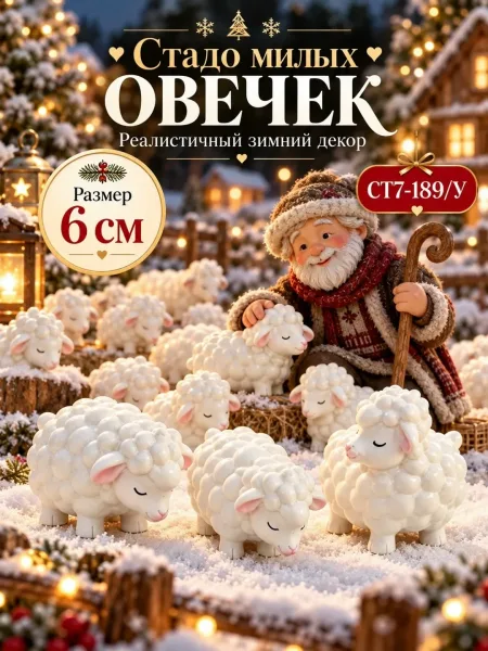 Дутики Новогодние декоративные фигурки Милые барашки — фото 1