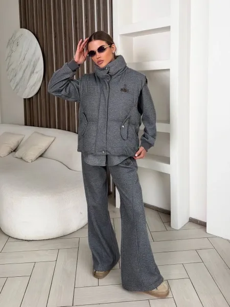 Костюм-тройка из хлопка на флисе — фото 6