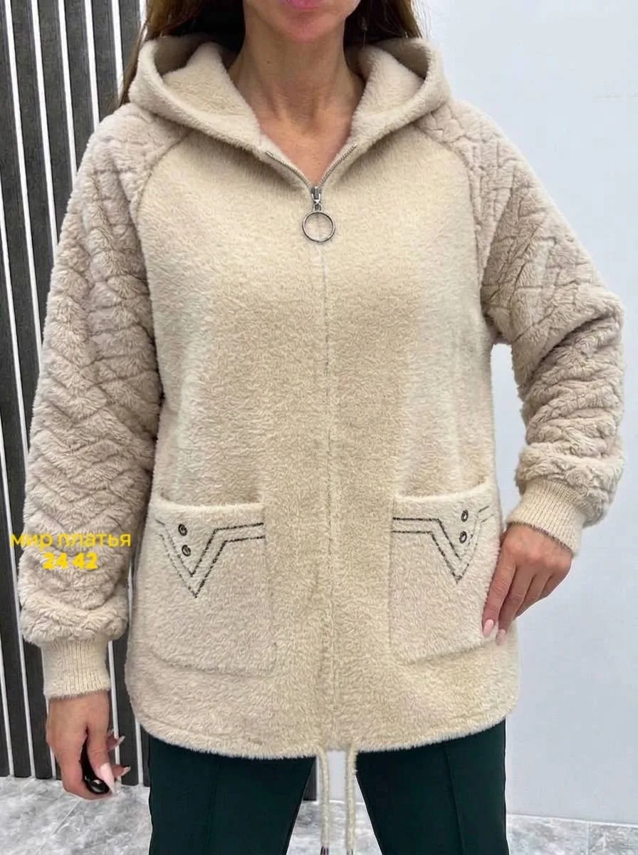 Кардиган с капюшоном из натурального альпака — фото 5