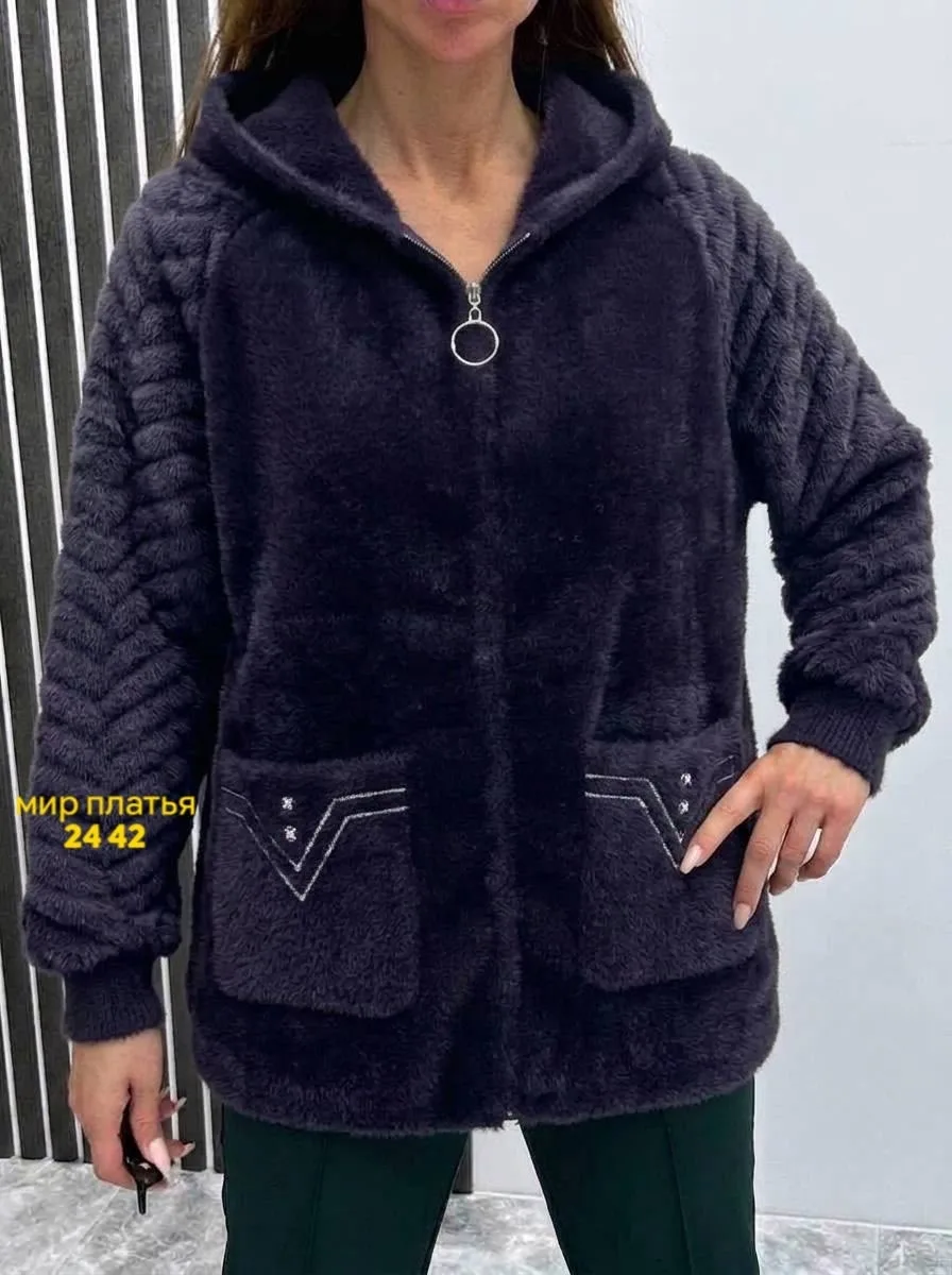 Кардиган с капюшоном из натурального альпака — фото 6