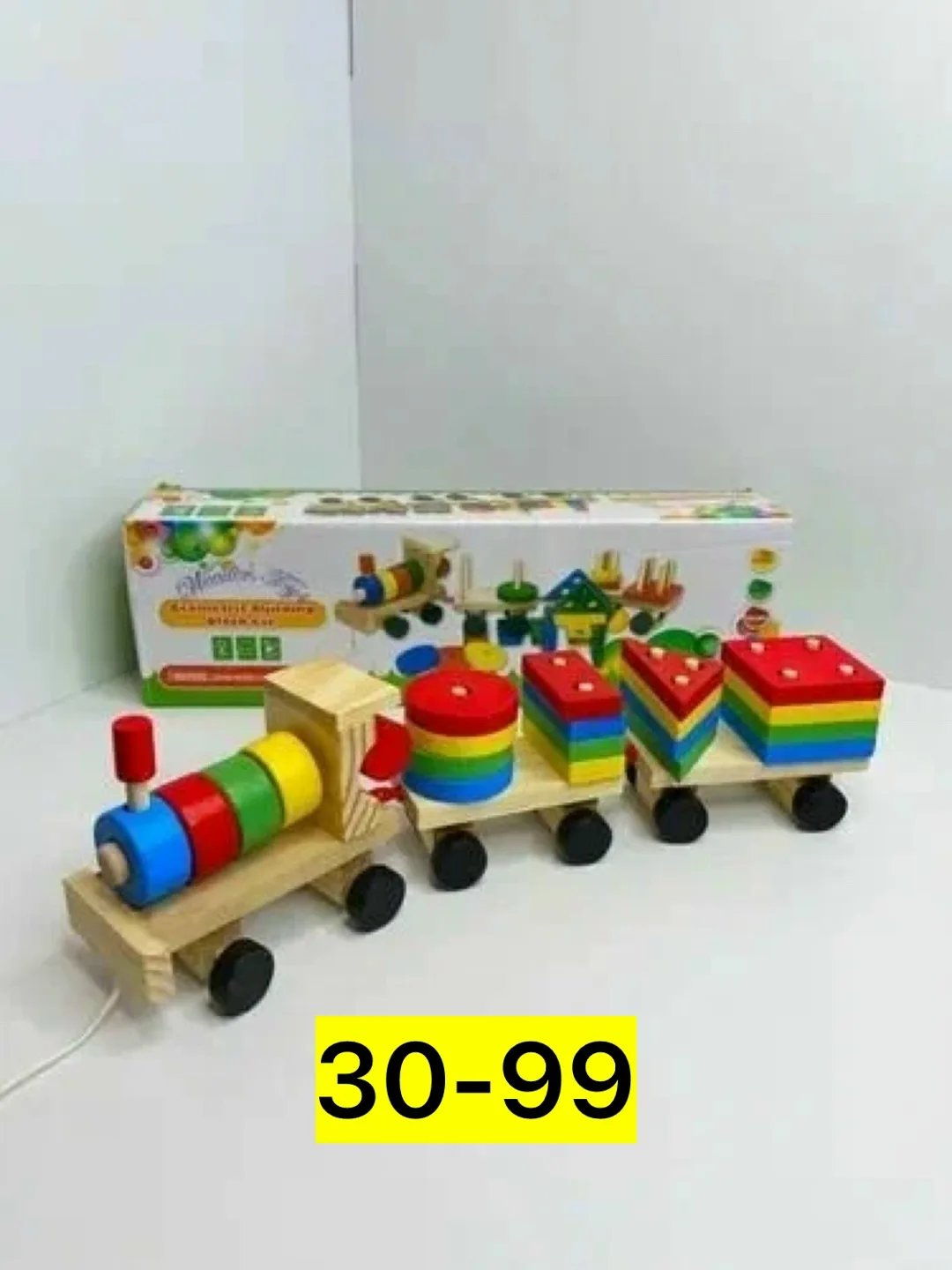 Деревянная игрушка в виде паровоза — фото 3