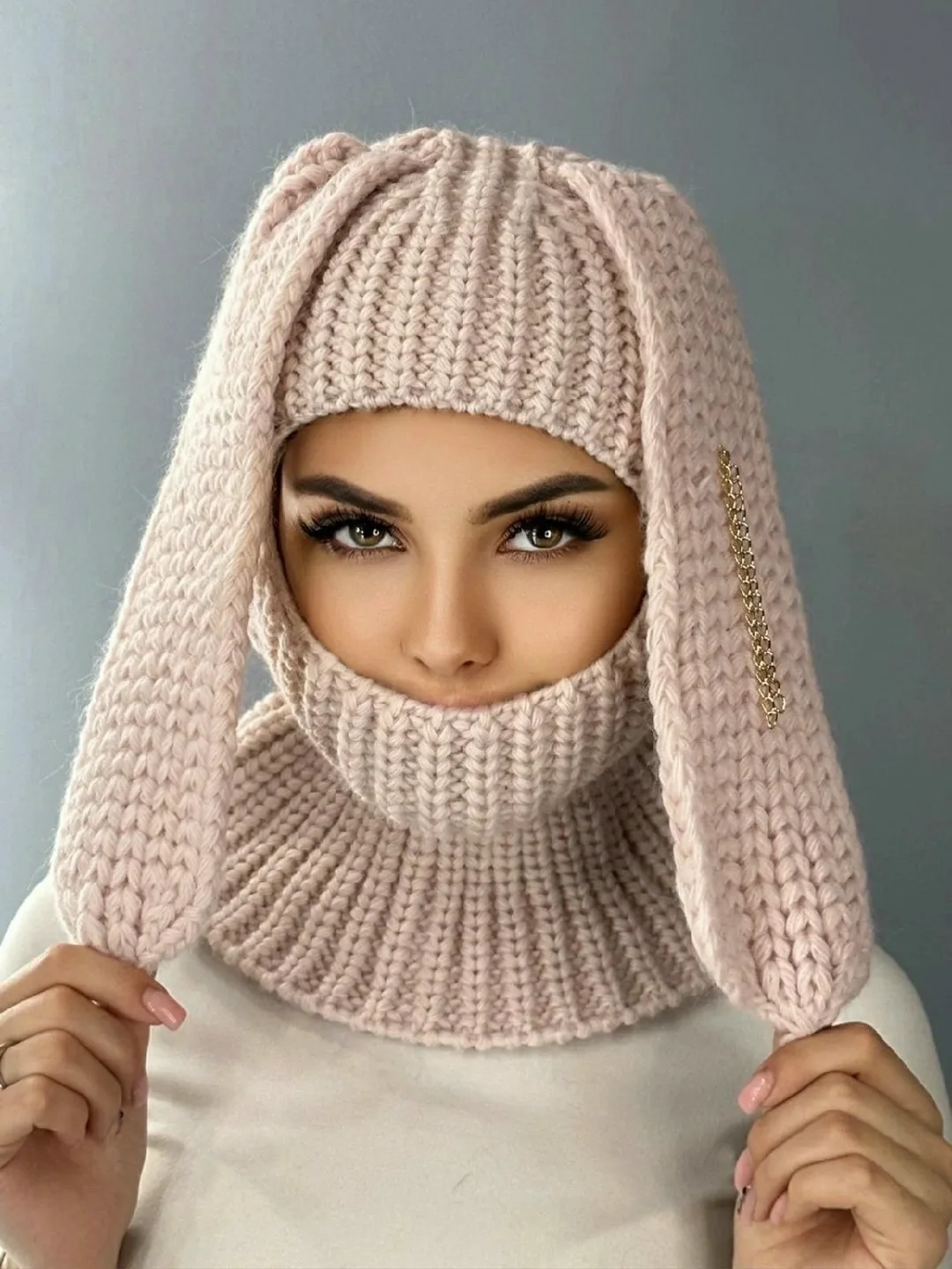 Женская шапки зайчик ушанка — фото 4