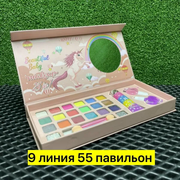 Детская косметика для девочек, палетка теней, блеск для губ, лак для ногтей — фото 3