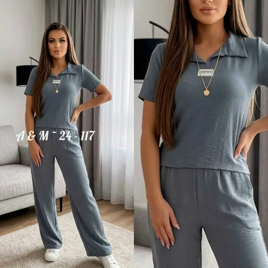 Костюм двойка из качественной ткани Синий — фото 6