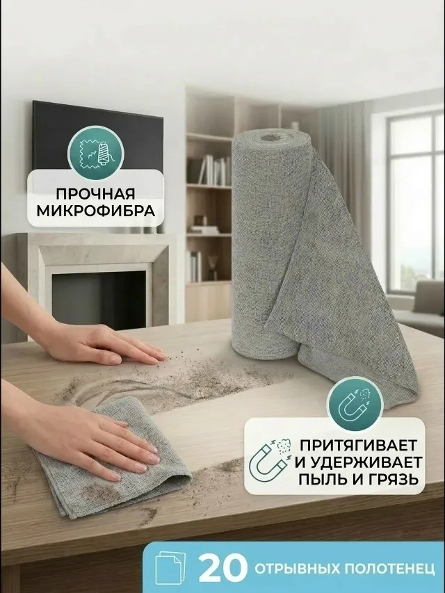Салфетки для уборки в рулоне, микрофибра — фото 5