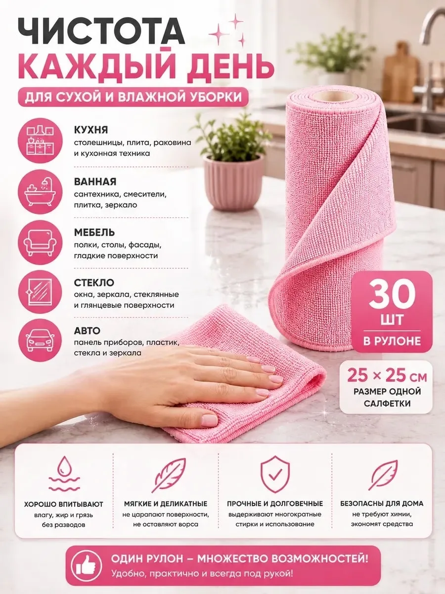 Салфетки для уборки, микрофибра — фото 13
