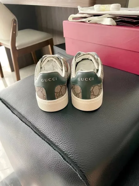 Кеды Gucci Ace бежево-чёрные с полосой Web — фото 6