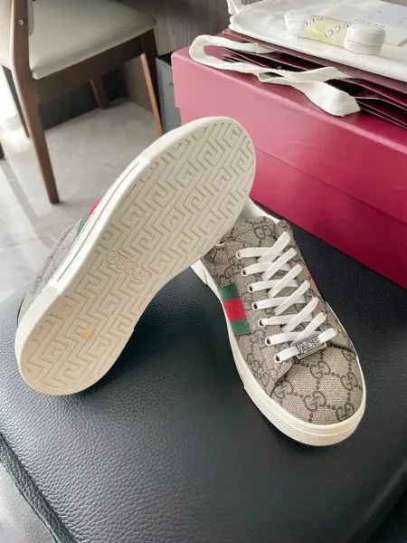 Кеды Gucci Ace бежево-чёрные с полосой Web — фото 8