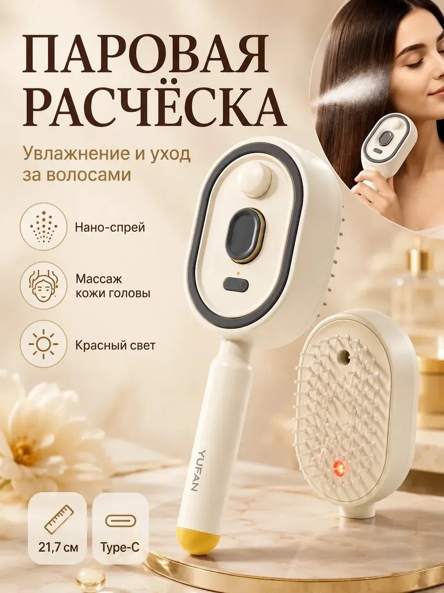Электрическая массажная щетка-расческа с воздушной подушкой и распылителем — фото 3