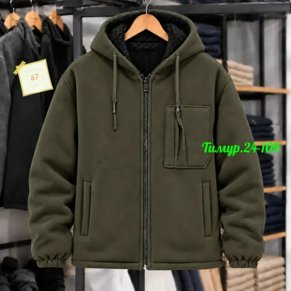 Утеплённая мужская толстовка с мехом тёплая, мягкая и невероятно комфортная — фото 3