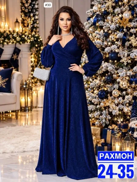 Элегантное вечернее платье с эффектным блеском — фото 1