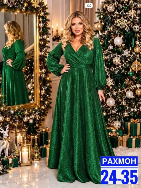Элегантное вечернее платье с эффектным блеском — фото 2