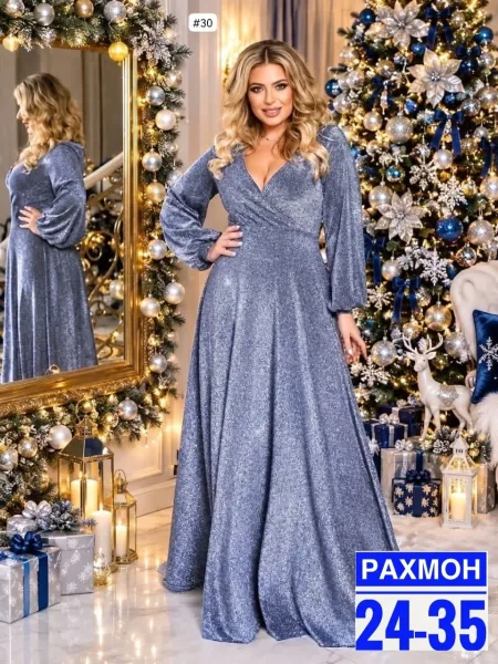Элегантное вечернее платье с эффектным блеском — фото 3