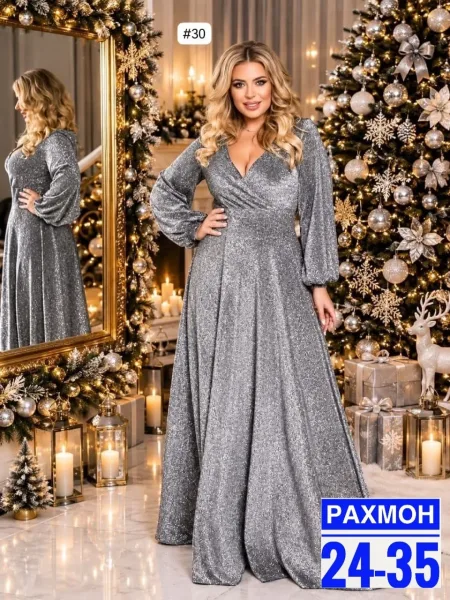 Элегантное вечернее платье с эффектным блеском — фото 4