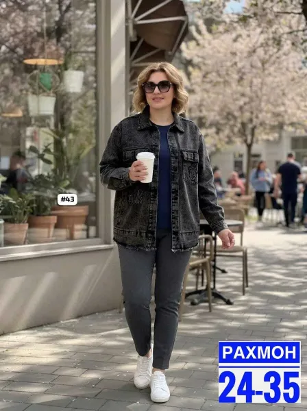 УЛЬТРАМОДНАЯ ЖЕНСКАЯ ВЕСЕННЯЯ КУРТОЧКА, джинс — фото 2