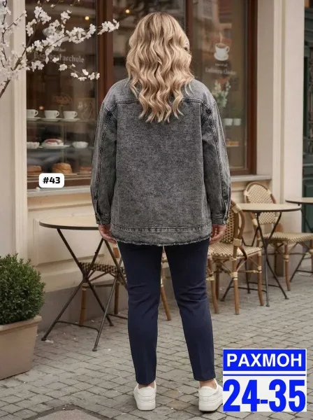 УЛЬТРАМОДНАЯ ЖЕНСКАЯ ВЕСЕННЯЯ КУРТОЧКА, джинс — фото 3