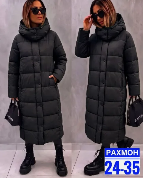 Удлинённая женская куртка из фабричного материала — фото 6