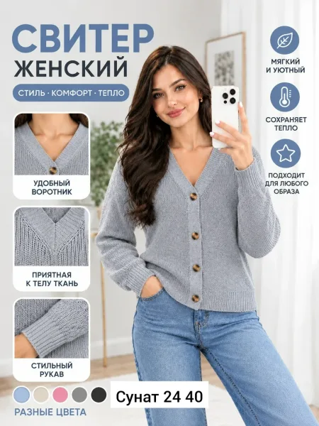 Однотонный свитер из натурального кашемира — фото 2