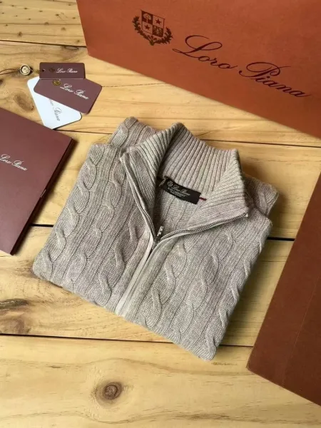 Мужской кашемировый свитер Loro Piana с рельефными косами и на молнии — фото 5