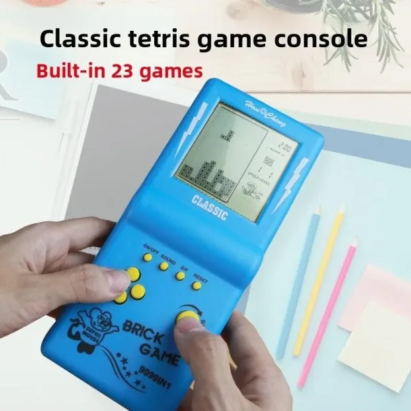 Классическая портативная игровая консоль Тетрис, игра-кирпичики, игрушка с большим экраном, подарок для детей — фото 3