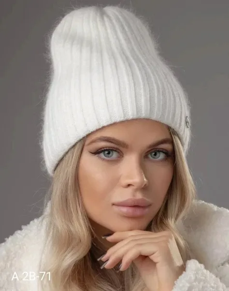Шапка из ангоры с подкладкой из флиса — фото 8