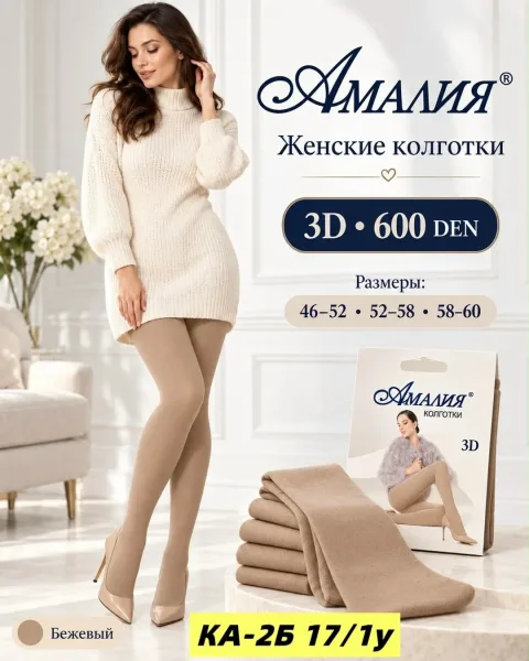 Плотные женские колготки 3D 600 DEN для уютных и красивых образов — фото 3