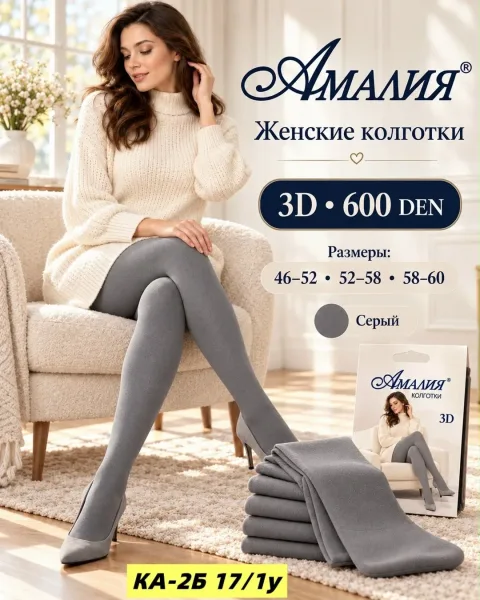 Плотные женские колготки 3D 600 DEN для уютных и красивых образов — фото 2
