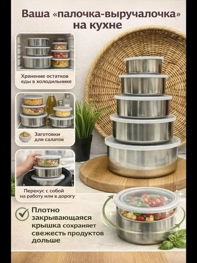 Набор металлических салатников из нержавеющей стали — фото 3