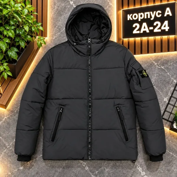 Мужская зимняя куртка с начесом и наполнителем холлофайбер — фото 3