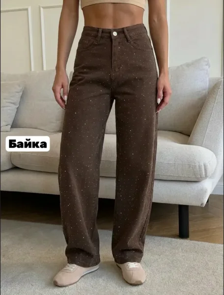 Широкие джинсы из ткани хлопок с добавлением стрейча — фото 6