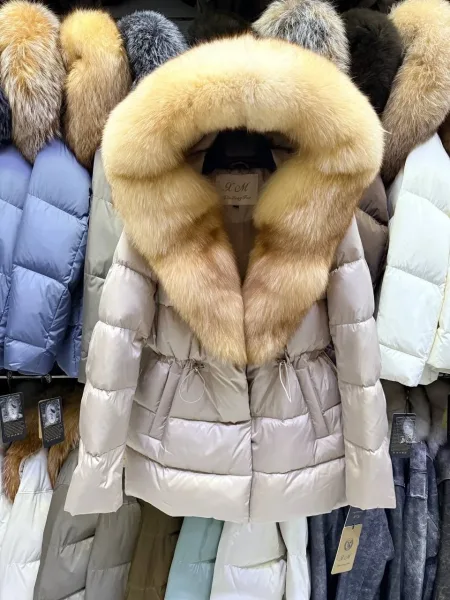 Пуховик с натуральным мехом песца по соболь — фото 5