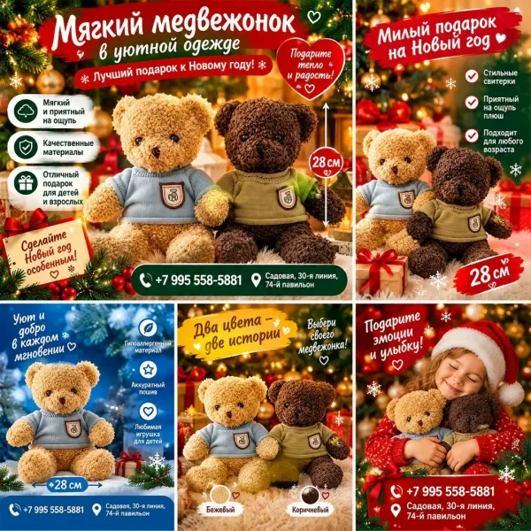 Мягкая игрушка в стильной одежде — милый подарок детям — фото 1