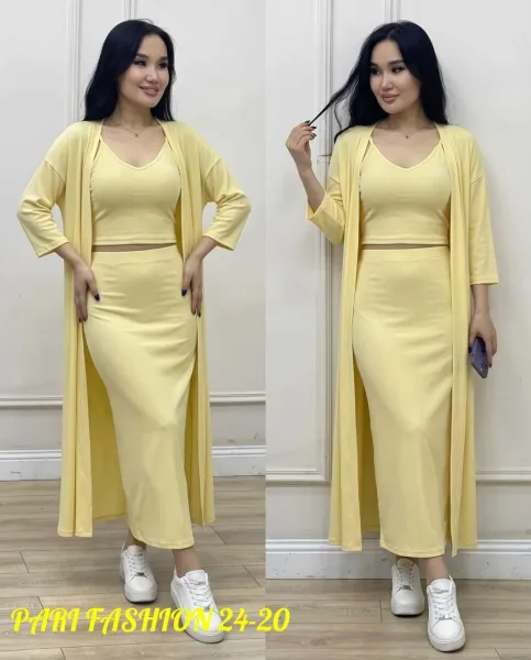 Костюм тройка с кардиганом, юбкой и топиком — фото 2