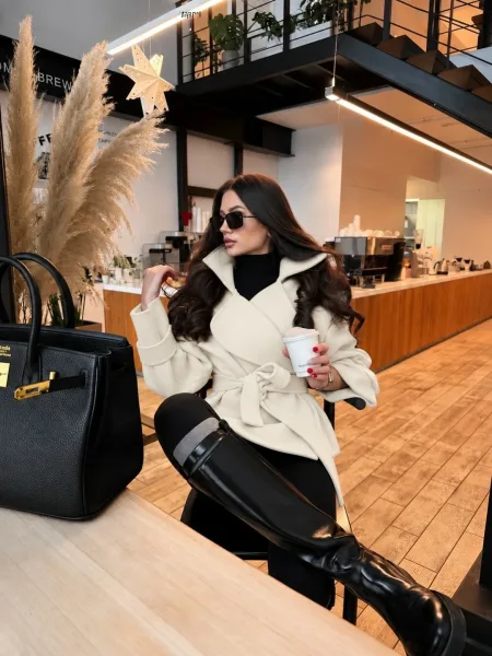 Укороченное пальто ZARA из драпа — фото 7