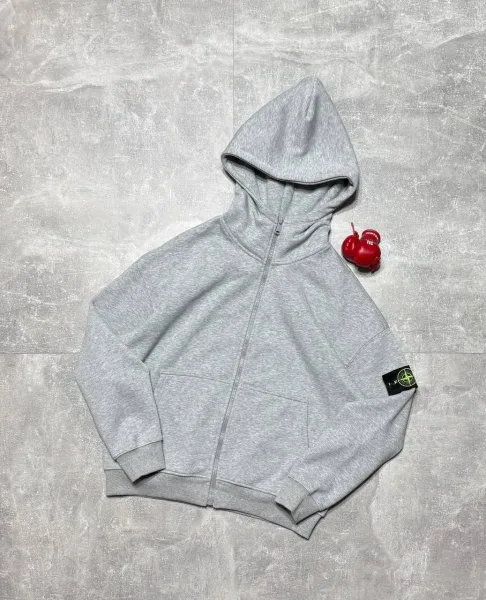Зимние Зип Худи От Stone Island Стиль Оверсайз — фото 2