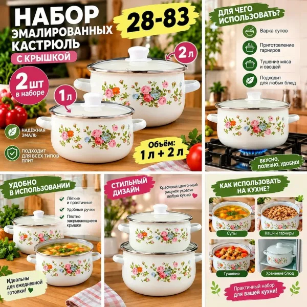 Удобные ручки, крышки и красивый дизайн всё, что нужно для вашей кухни