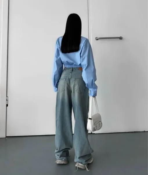 Джинсы из хлопкового материала с добавлением стрейча — фото 12