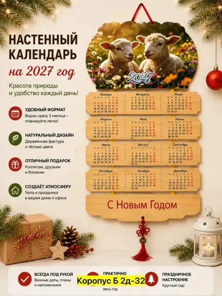 Деревянная настенная игрушка из березы с символом года — фото 4