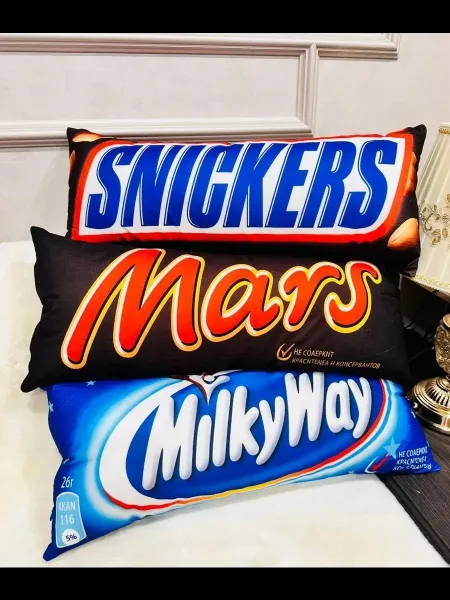 Подушка дакимакура 25х50 см, подушка Snickers — фото 2