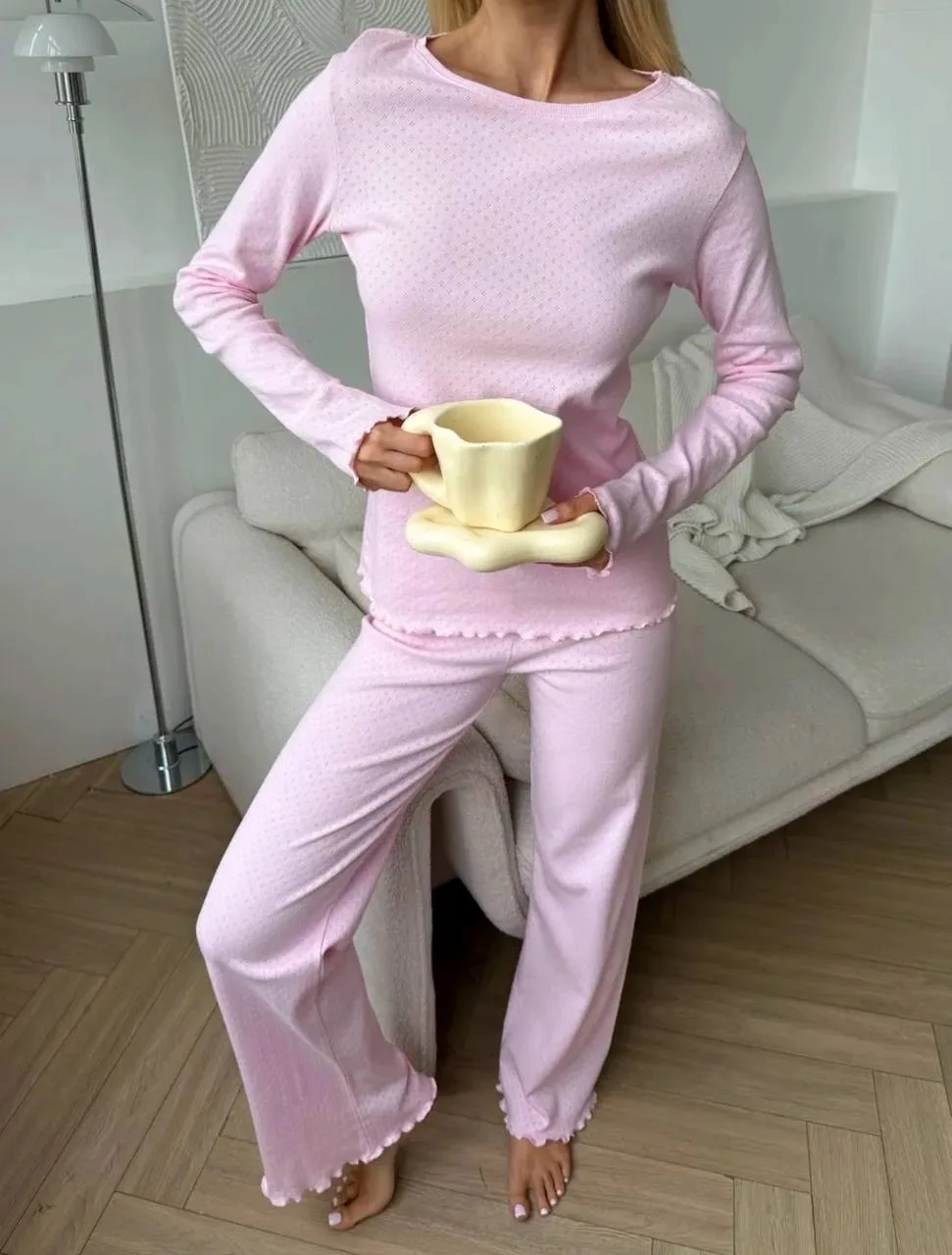 Пижама из мягкого хлопкового полотна с текстурой рибана — фото 5