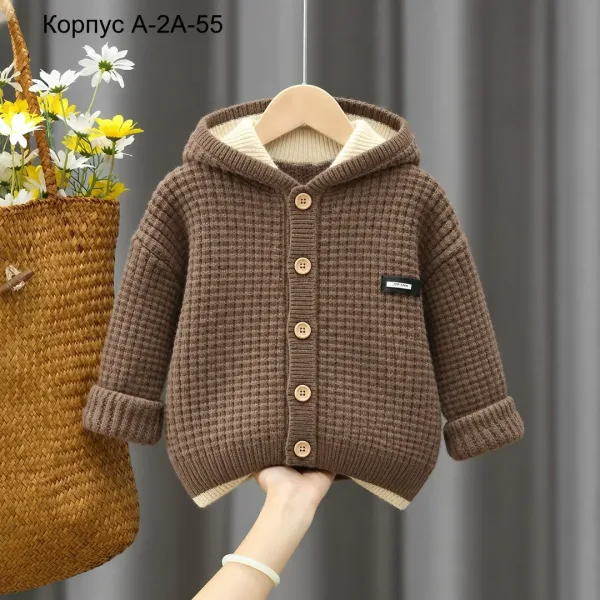 Трикотажный кардиган с капюшоном, подходит для повседневного ношения — фото 4