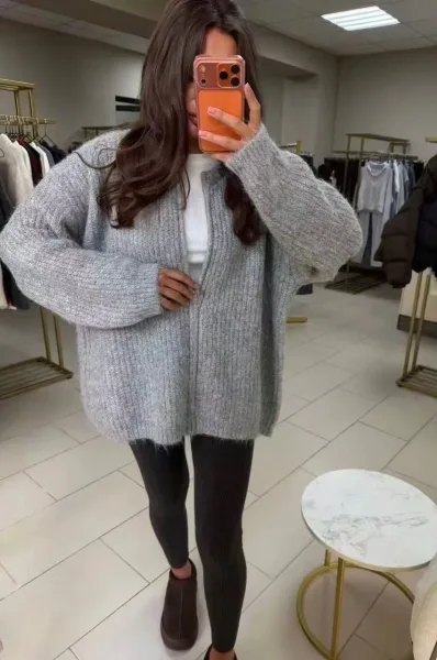 Уютный джемпер машинная вязка с добавлением шерсти с замочком zip-neck — фото 7