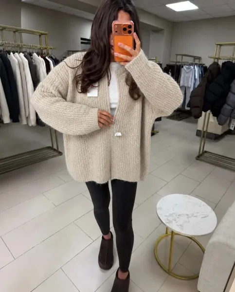 Уютный джемпер машинная вязка с добавлением шерсти с замочком zip-neck — фото 9