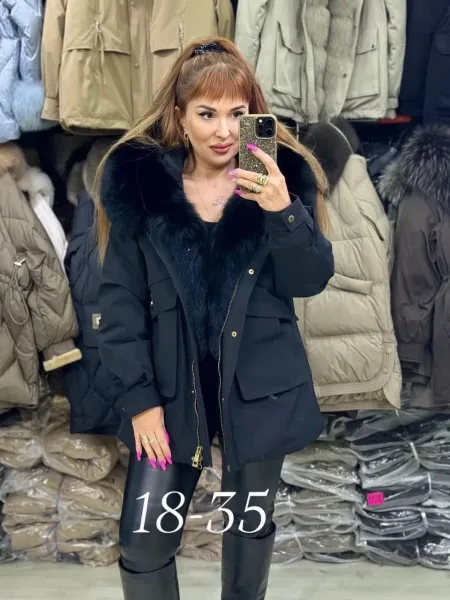 Куртка женская с натуральным мехом песца — фото 1