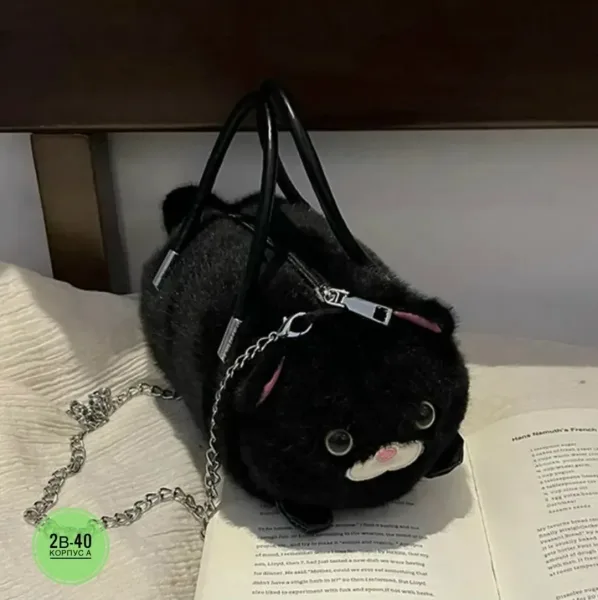Сумка на цепочке из искусственного меха — фото 10