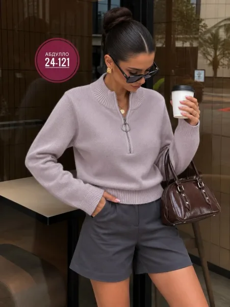 Джемпер на молнии из мягкой ткани — фото 2