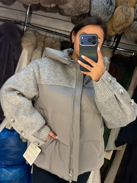 Пуховик Max Mara, валенная шерсть, пух и перо — фото 2