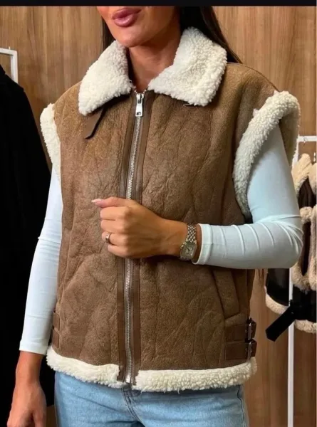 Жилет-дубленка мастхев базового женского гардероба и тренд сезона осень — фото 4